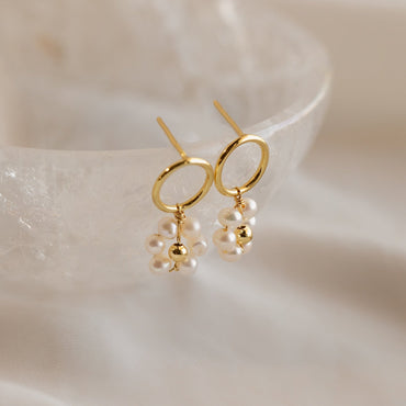 Flower Pearl Drop Earrings