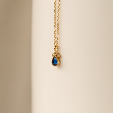 Timeless Sapphire Teardrop Necklace 18K Gold