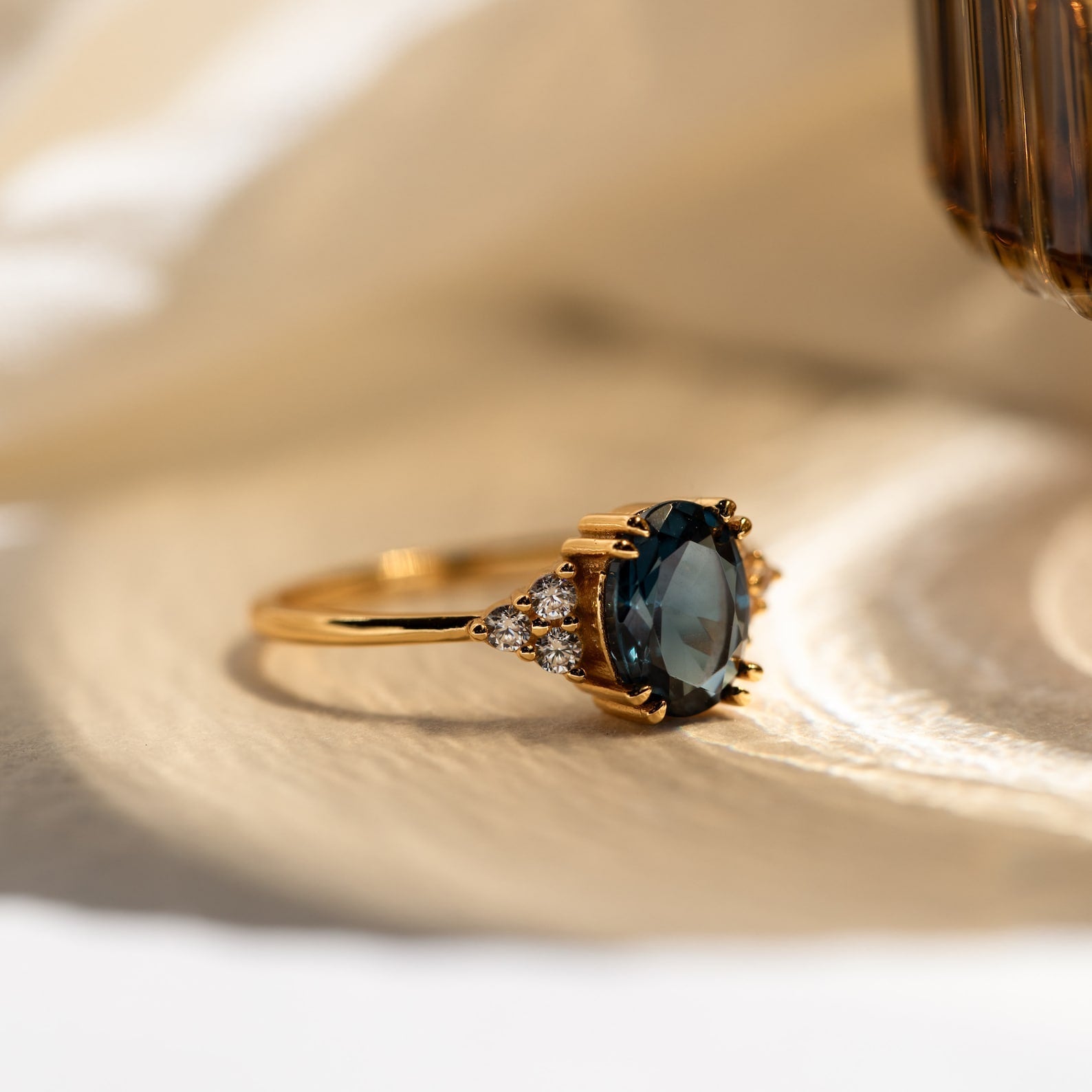 Vintage Elegance with a Modern Twist: Blue Topaz Diamond Ring