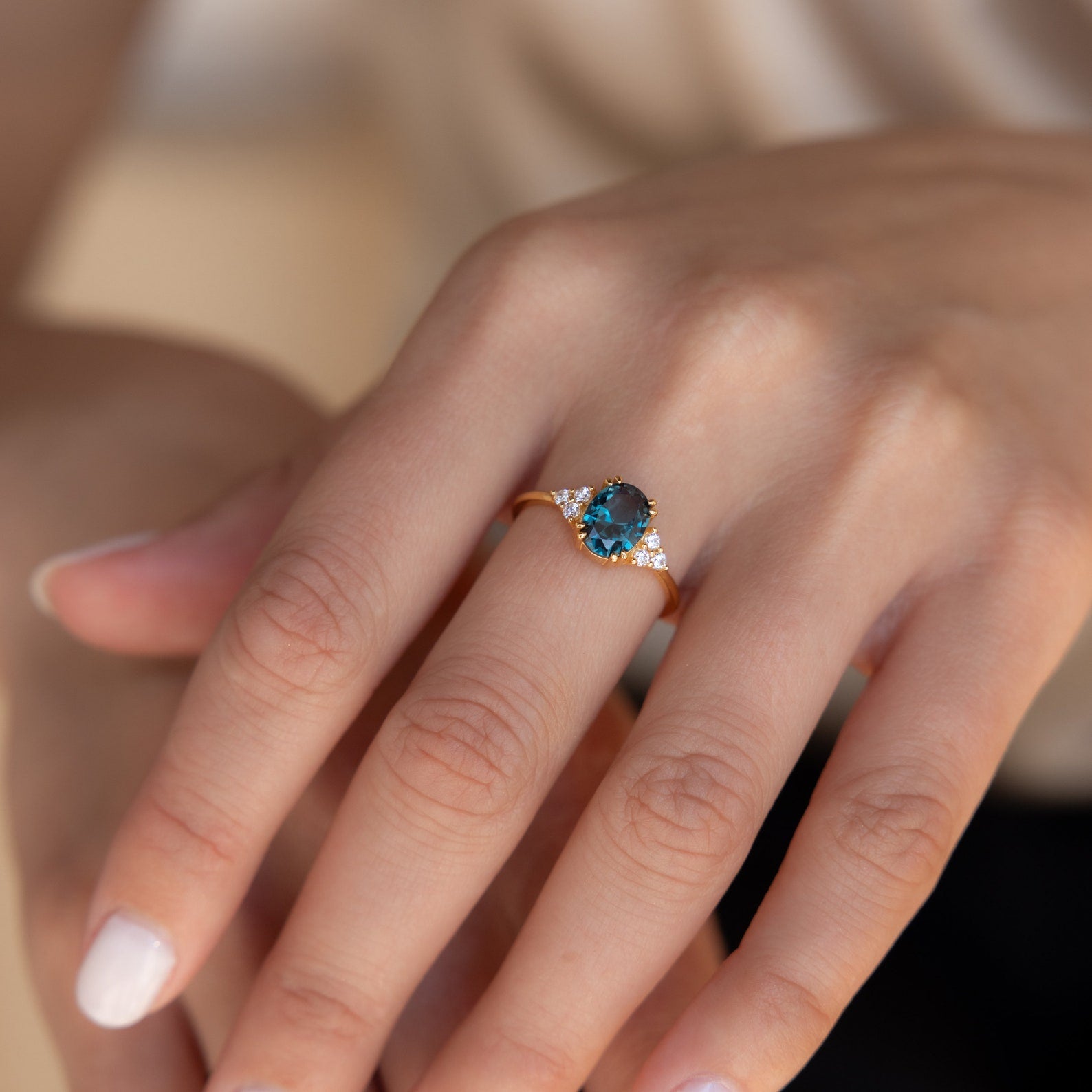 Vintage Elegance with a Modern Twist: Blue Topaz Diamond Ring