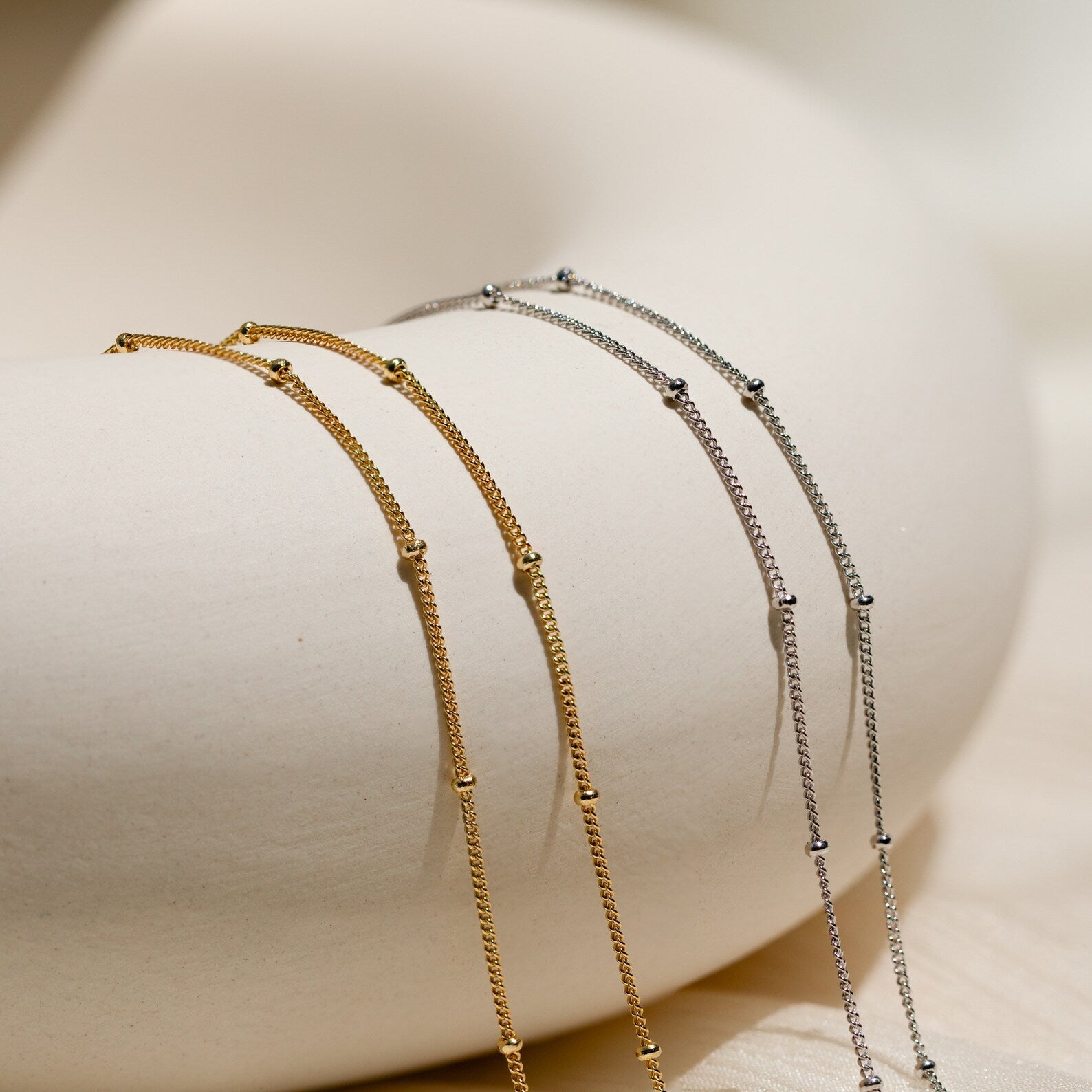 Satellite Beaded Belly Chain Sterling Silver
