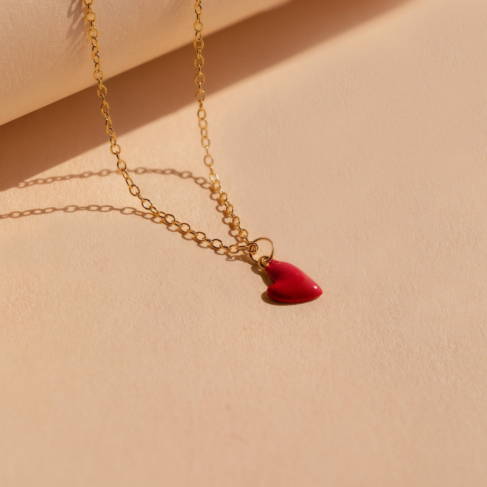 Little Red Heart Necklace 18K Gold