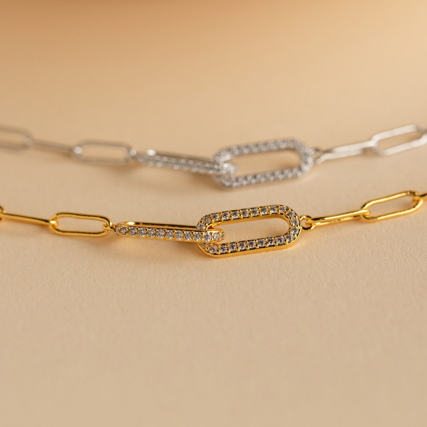 Radiant Sophistication: Pave Link Chain Bracelet