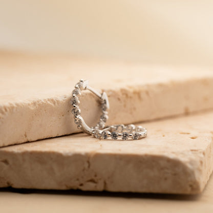 Inside Out Diamond Huggies Sterling Silver