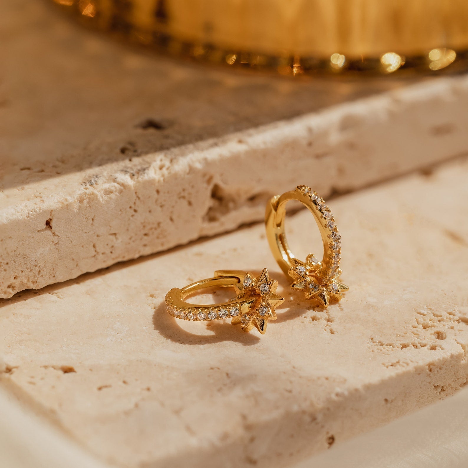 Pave Sun Huggies 18K Gold