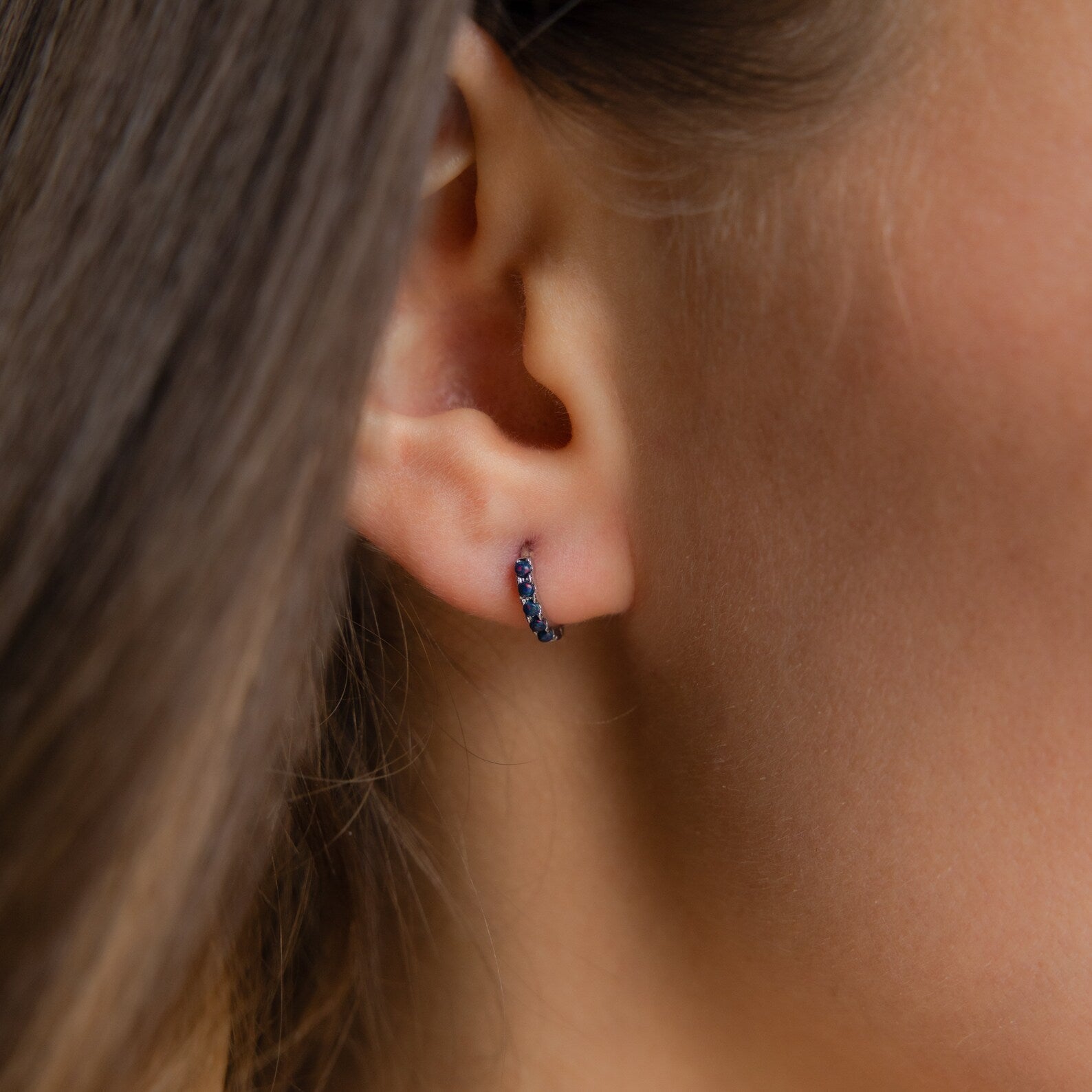 Indigo Blue Opal Huggies