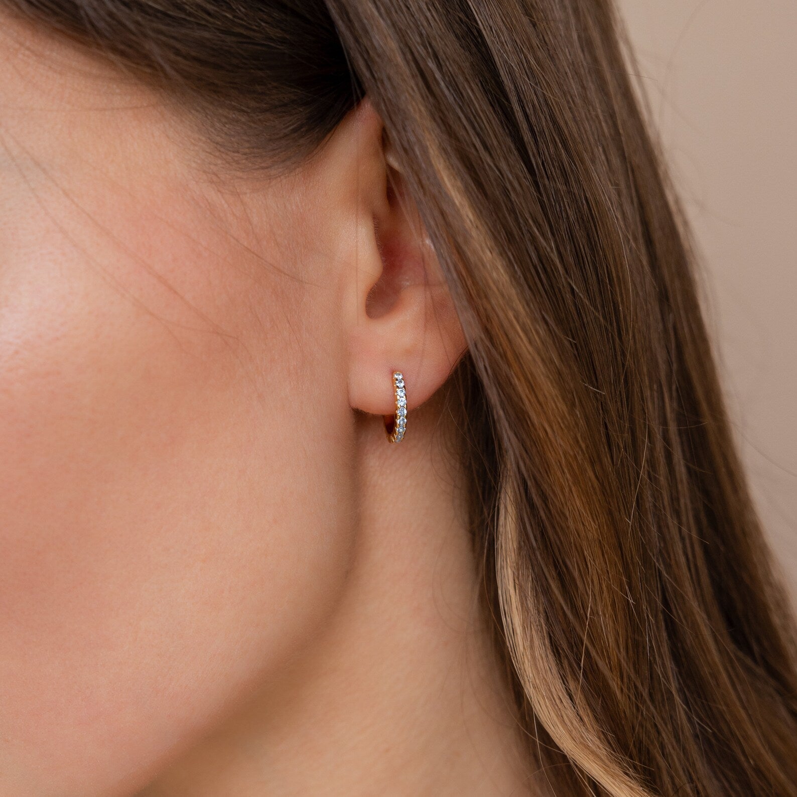 Ocean Breeze: Aquamarine Pave Huggie Earrings