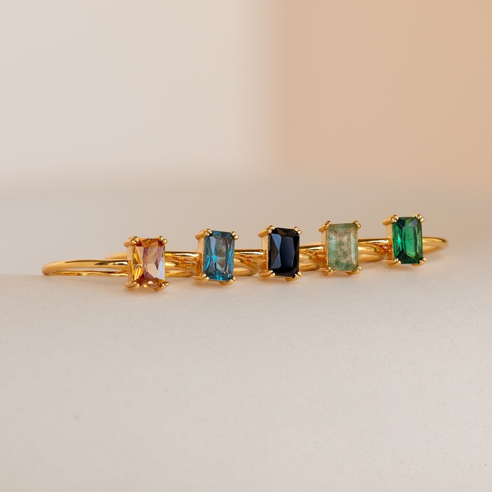 Embrace Vintage Elegance with the Blue Topaz Emerald Ring 18K Gold