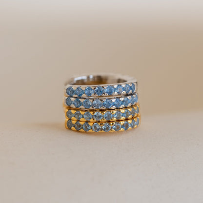 Ocean Breeze: Aquamarine Pave Huggie Earrings