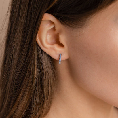 Ocean Breeze: Aquamarine Pave Huggie Earrings