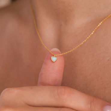Tiny Opal Heart Necklace