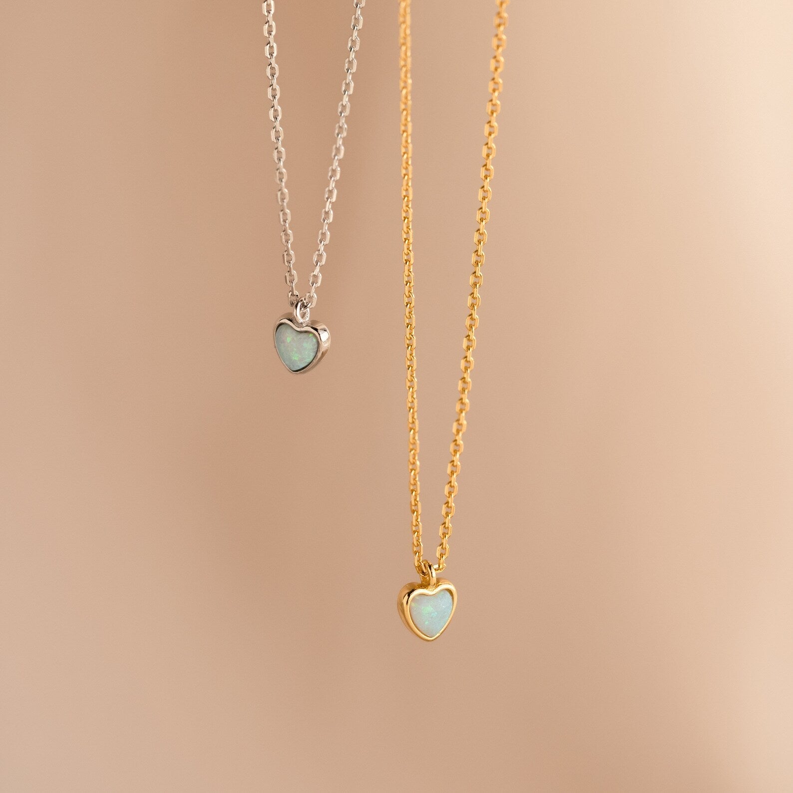 Tiny Opal Heart Necklace