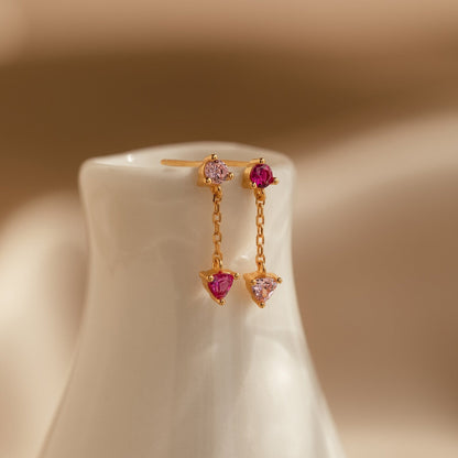 Mixed Pink Drop Earrings 18K Gold