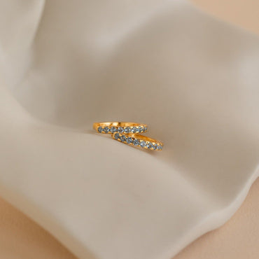 Ocean Breeze: Aquamarine Pave Huggie Earrings 18K Gold