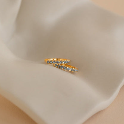 Ocean Breeze: Aquamarine Pave Huggie Earrings 18K Gold