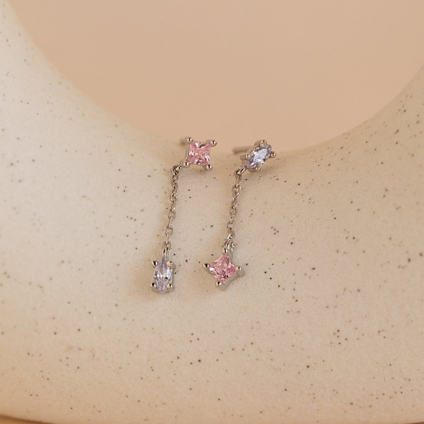 Mixed Crystal Drop Earrings Sterling Silver