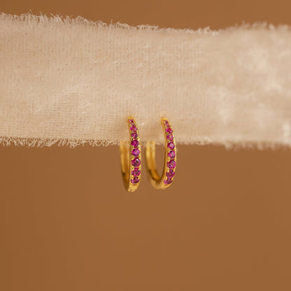 Vera Ruby Birthstone Huggies