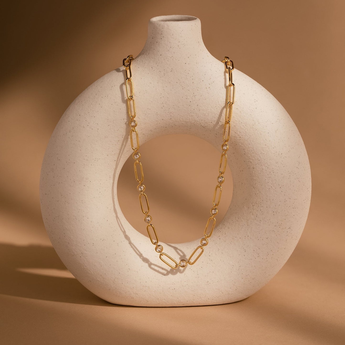 Diamond Paperclip Necklace 18K Gold