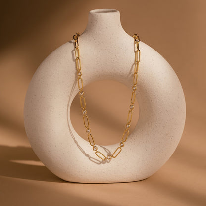 Diamond Paperclip Necklace 18K Gold