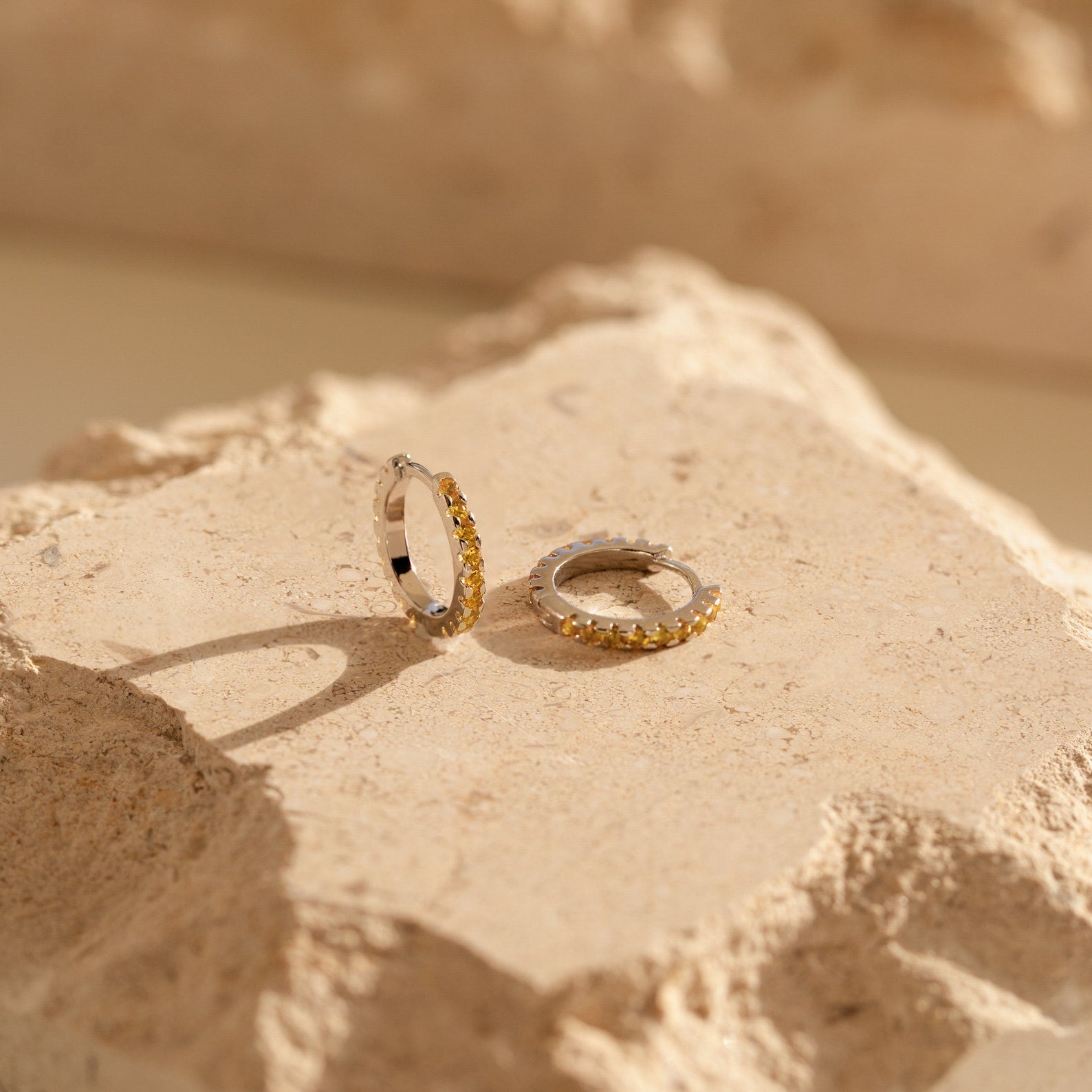 Radiate Sunshine with Our Citrine Huggie Earrings Sterling Silver