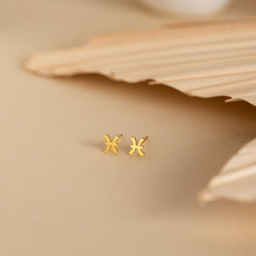 Tiny Zodiac Studs 18K Gold