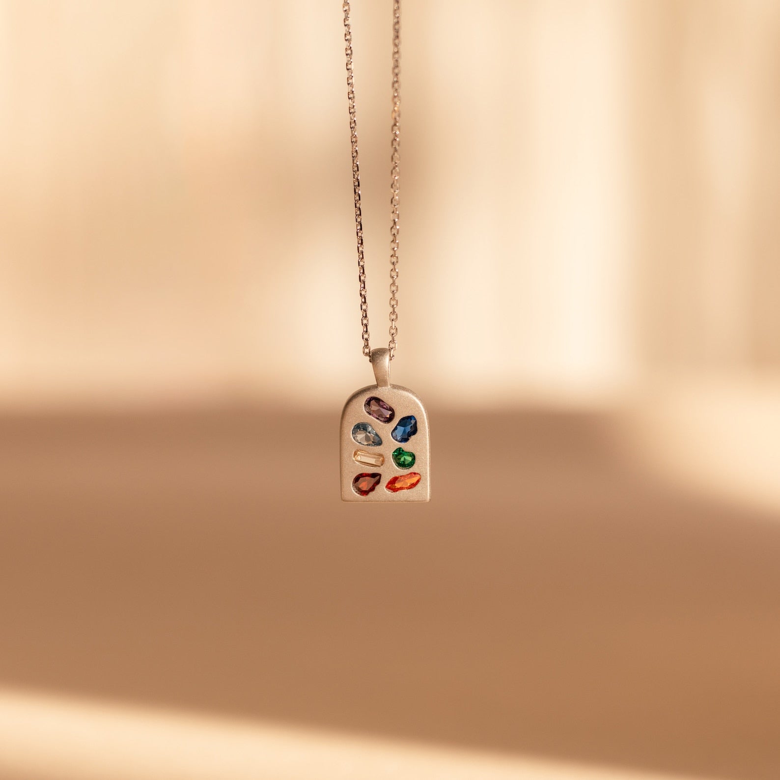 Mosaic Splendor: Abstract Art Deco Pendant Necklace