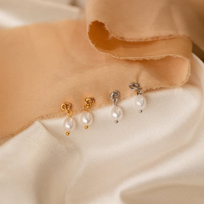 Knot Pearl Necklace & Earrings Set
