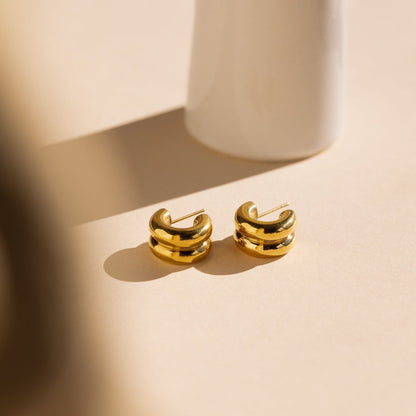 Elevate Your Style with Our Chunky Double Hoops 18K Gold