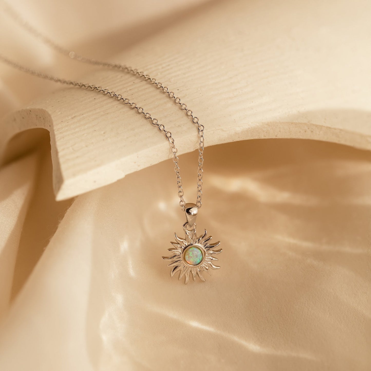 Opal Sun Necklace Sterling Silver
