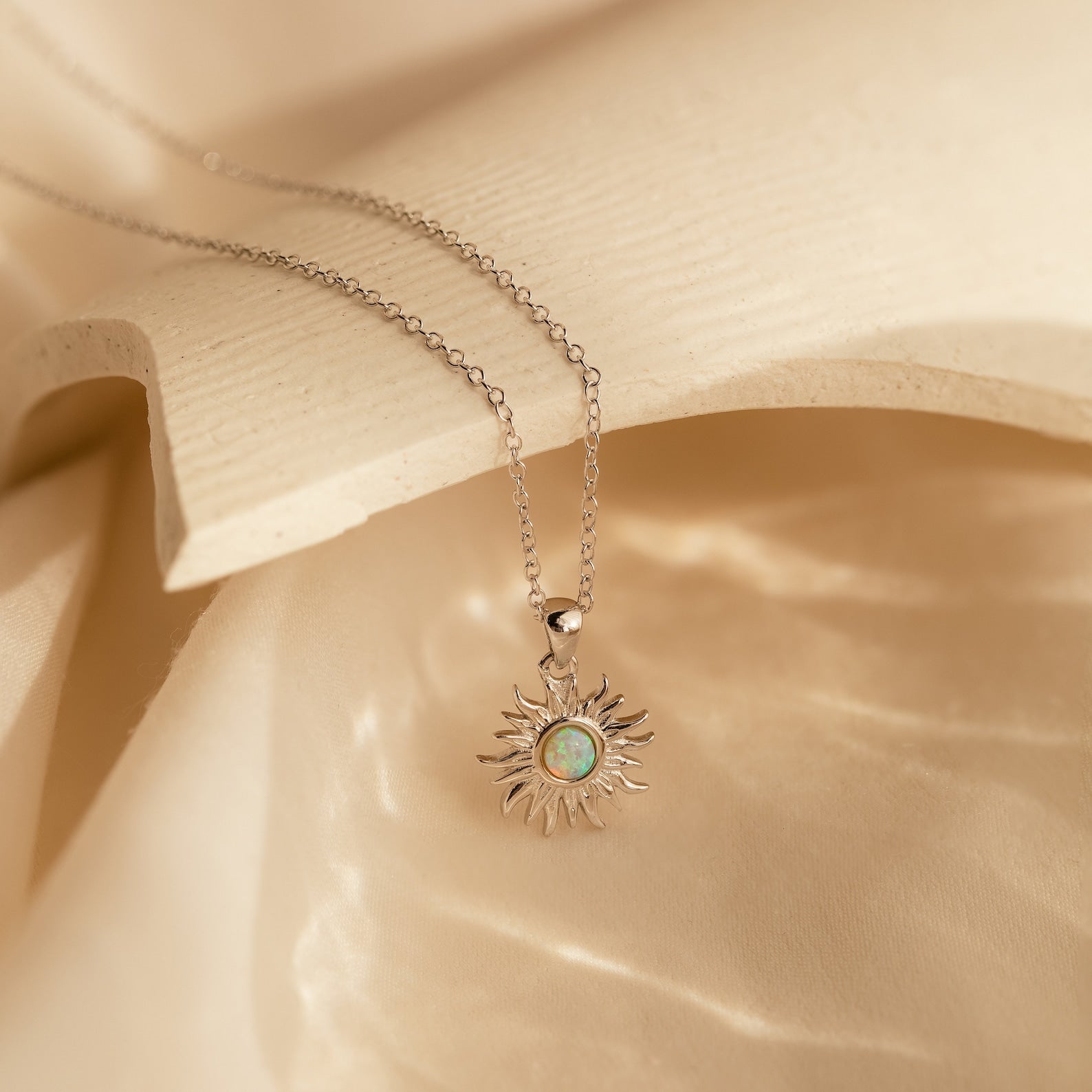 Opal Sun Necklace Sterling Silver