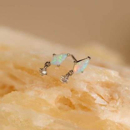 Opal Kite Drop Earrings Sterling Silver
