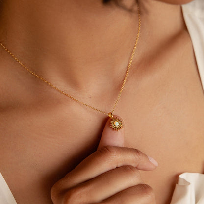 Celestial Pendant Necklaces 18K Gold Opal Sun