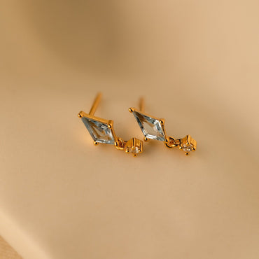 Whimsical Flight: Gemstone Kite Drop Earrings 18K Gold