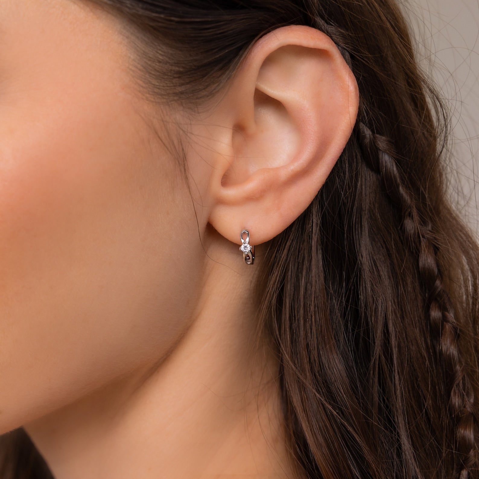 Diamond Infinity Hoops Sterling Silver