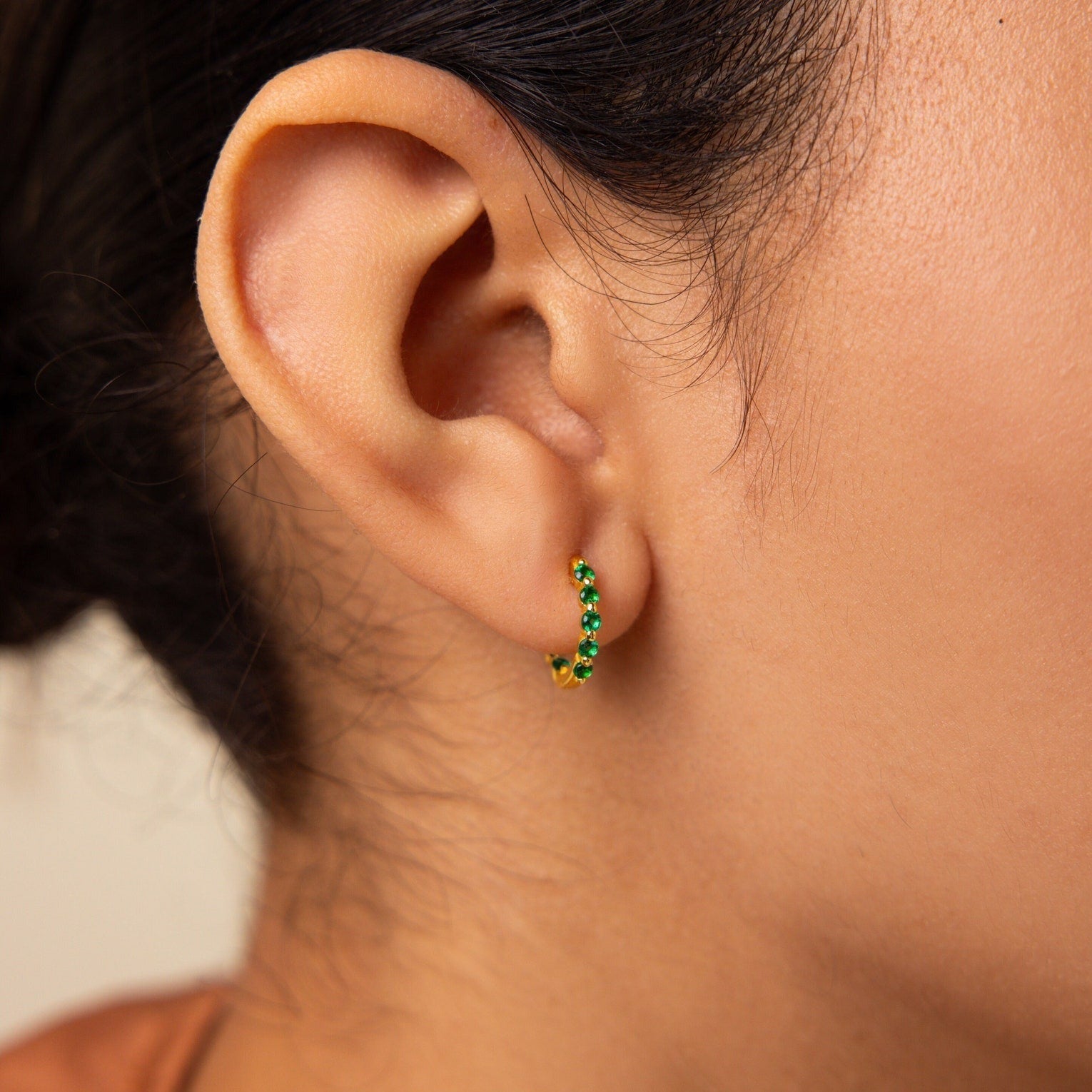 Inside Out Emerald Huggies 18K Gold