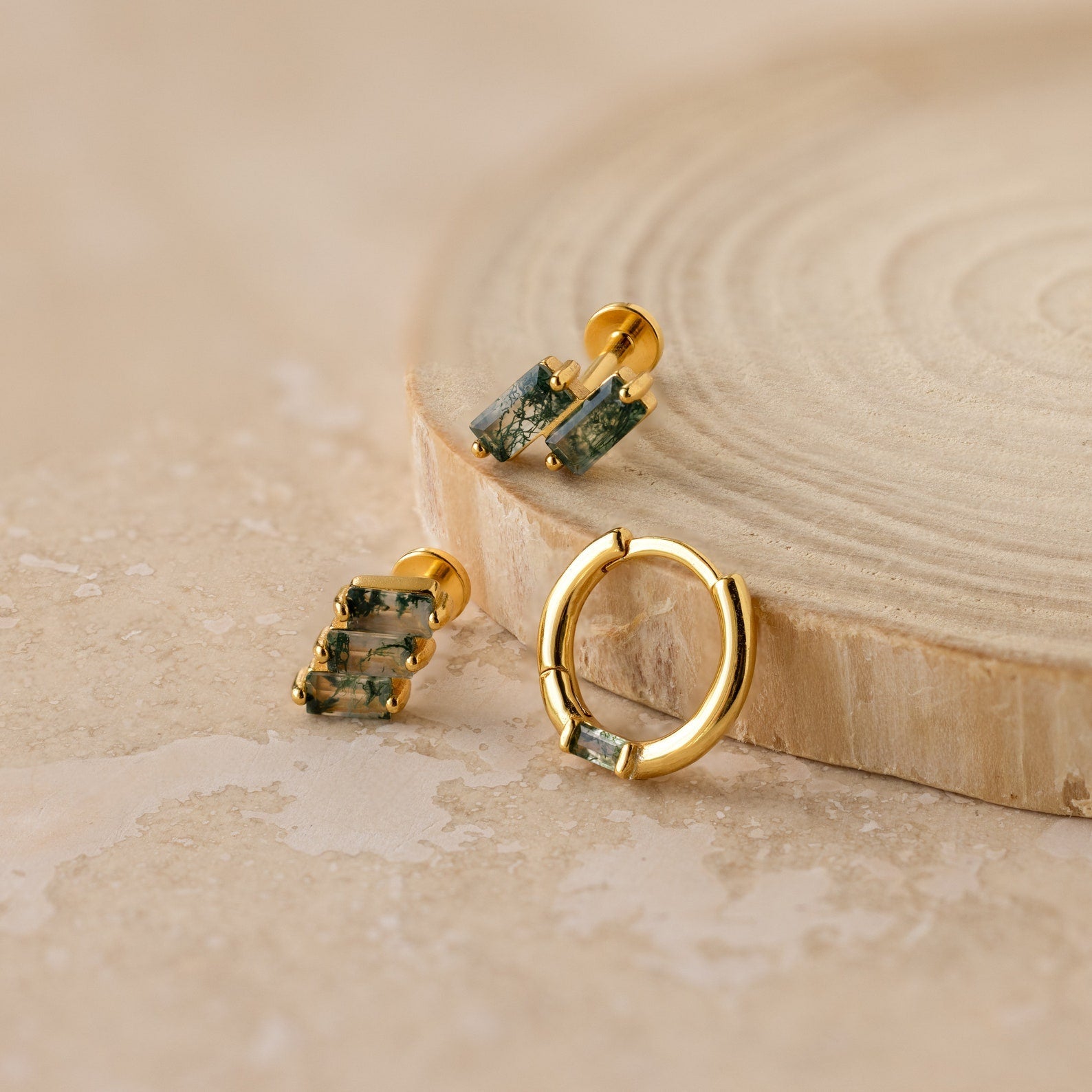 Eternal Elegance: Agate Cartilage Earrings Set