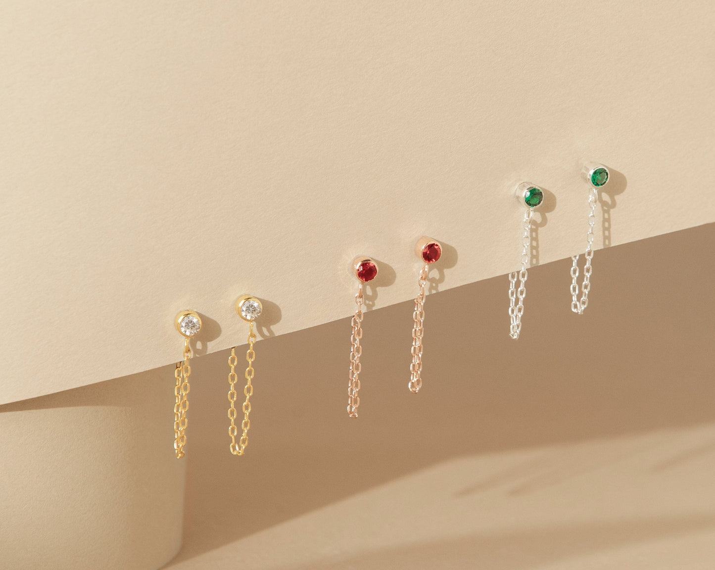 Birthstone Chain Studs