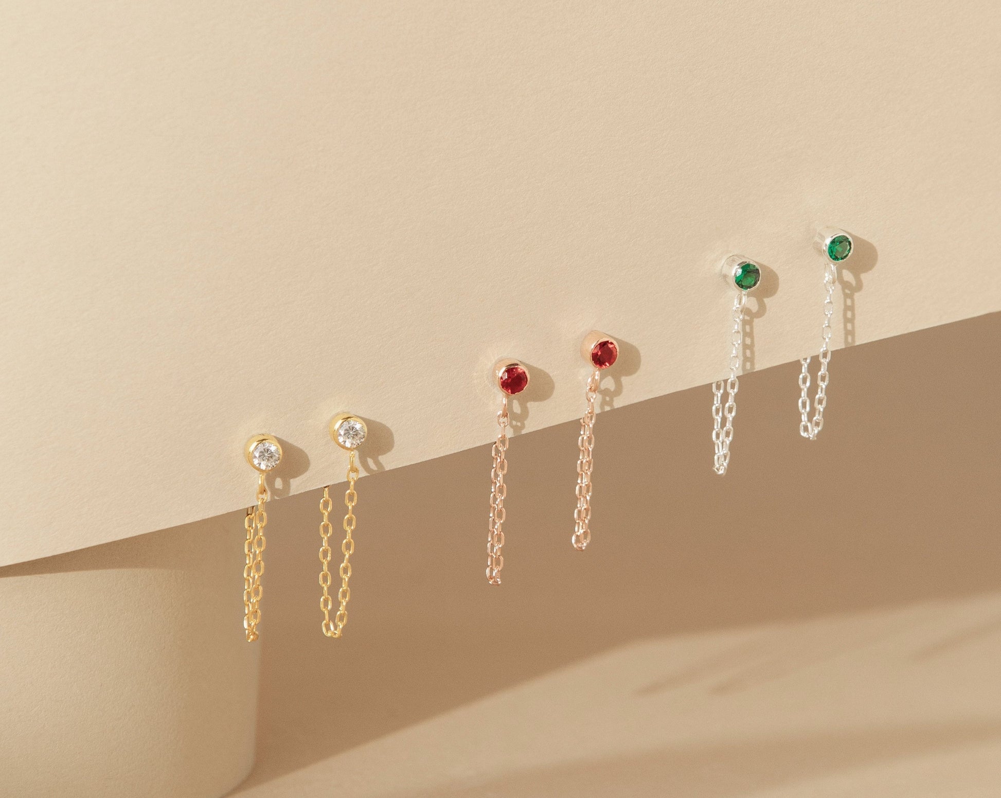Birthstone Chain Studs