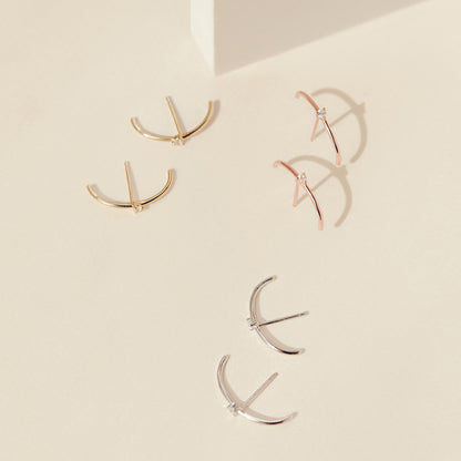 Sleek Sophistication: Arc Diamond Stud Earrings