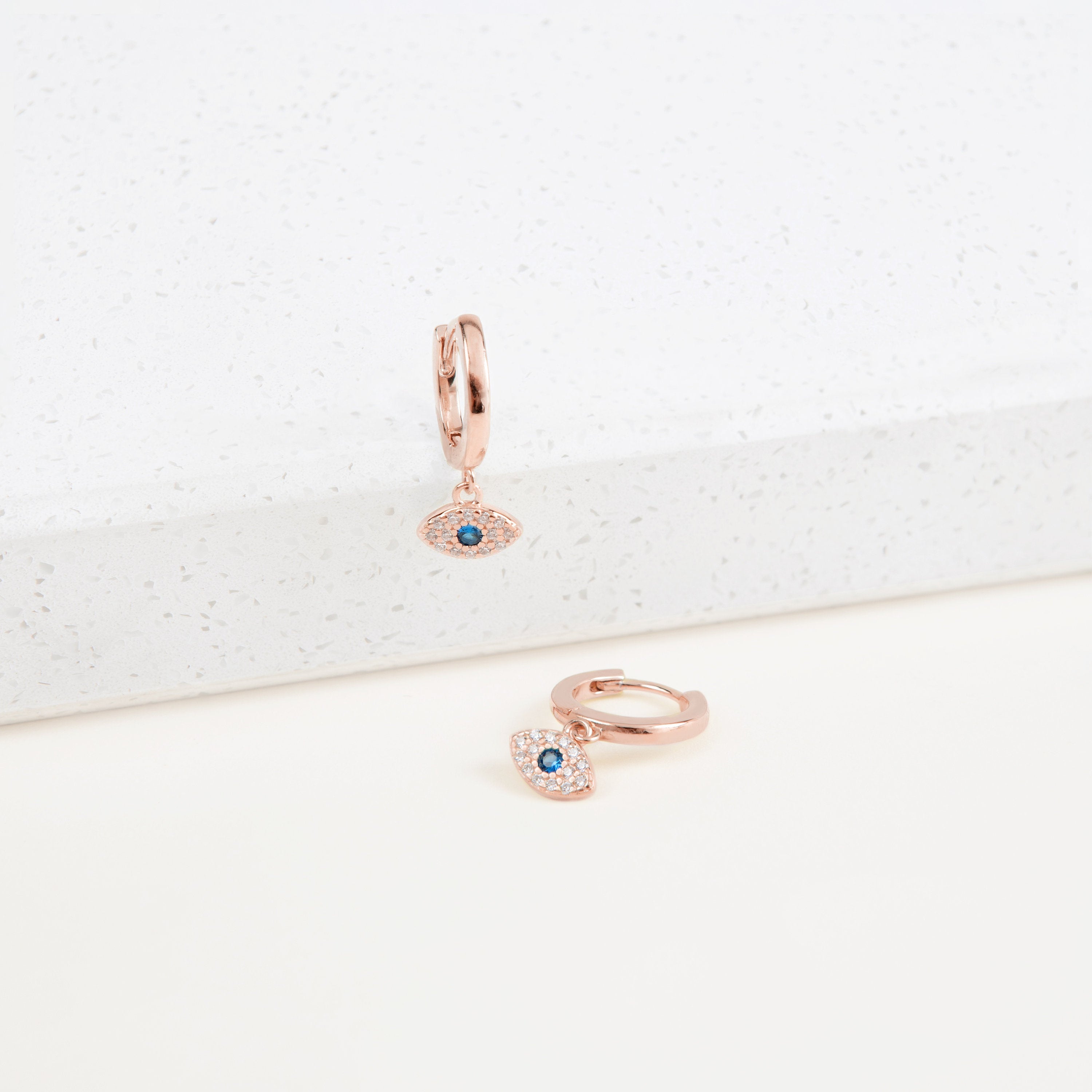 Iris Huggie With Rose Gold Plated.