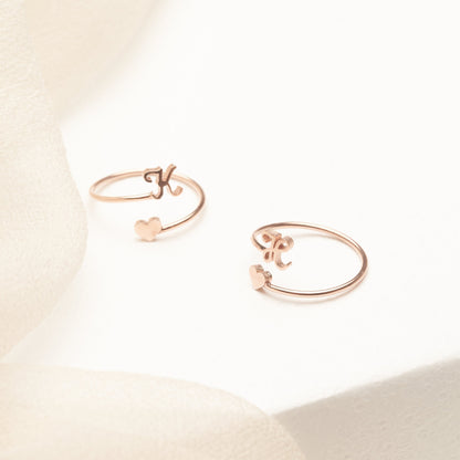 Initial Heart Wrap Ring 18K Gold