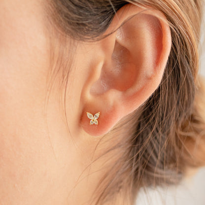 Fluttering Elegance: Butterfly Diamond Studs
