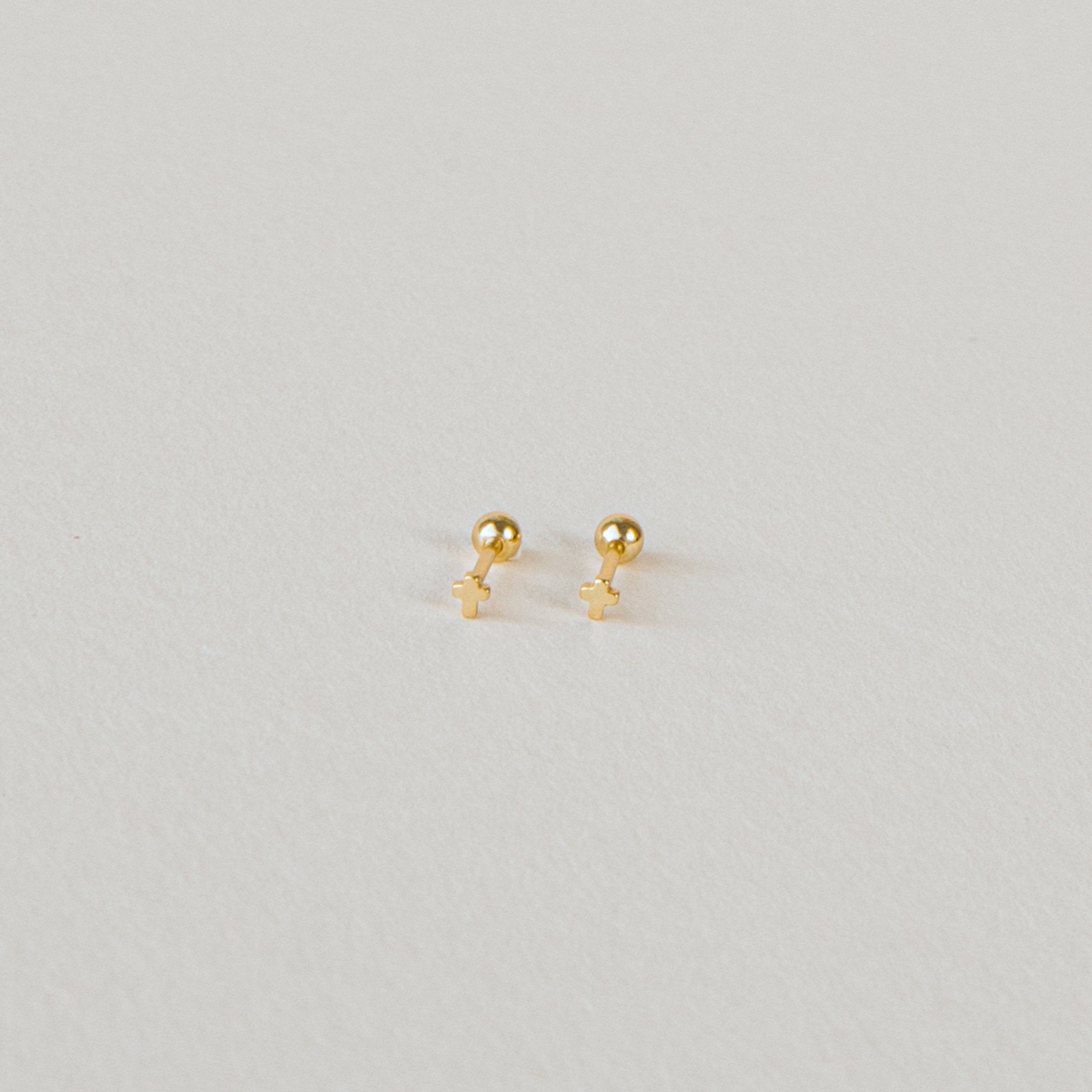 Tiny Cross Studs Gold Pated For Women/Girls