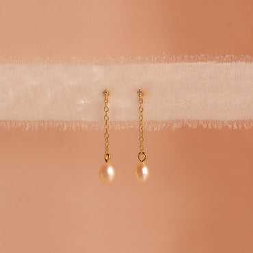 Isha Pink Pearl Earrings 18K Gold