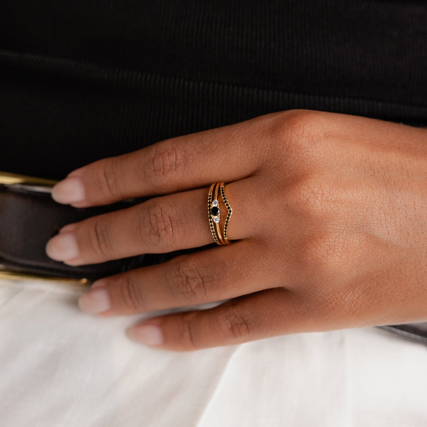 Set of 3 Black Diamond Rings Collection