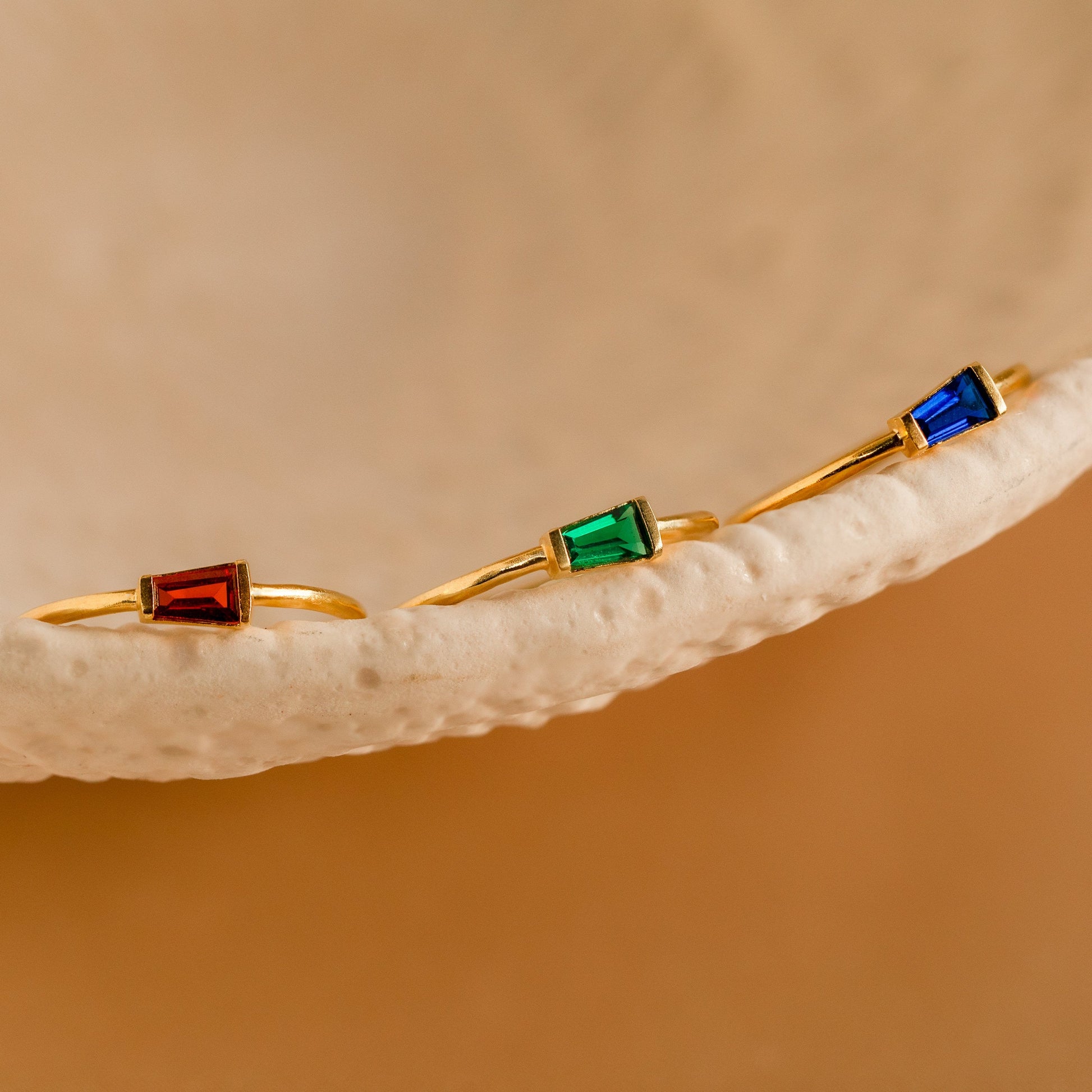 Irregular Baguette Birthstone Ring Sterling Silver