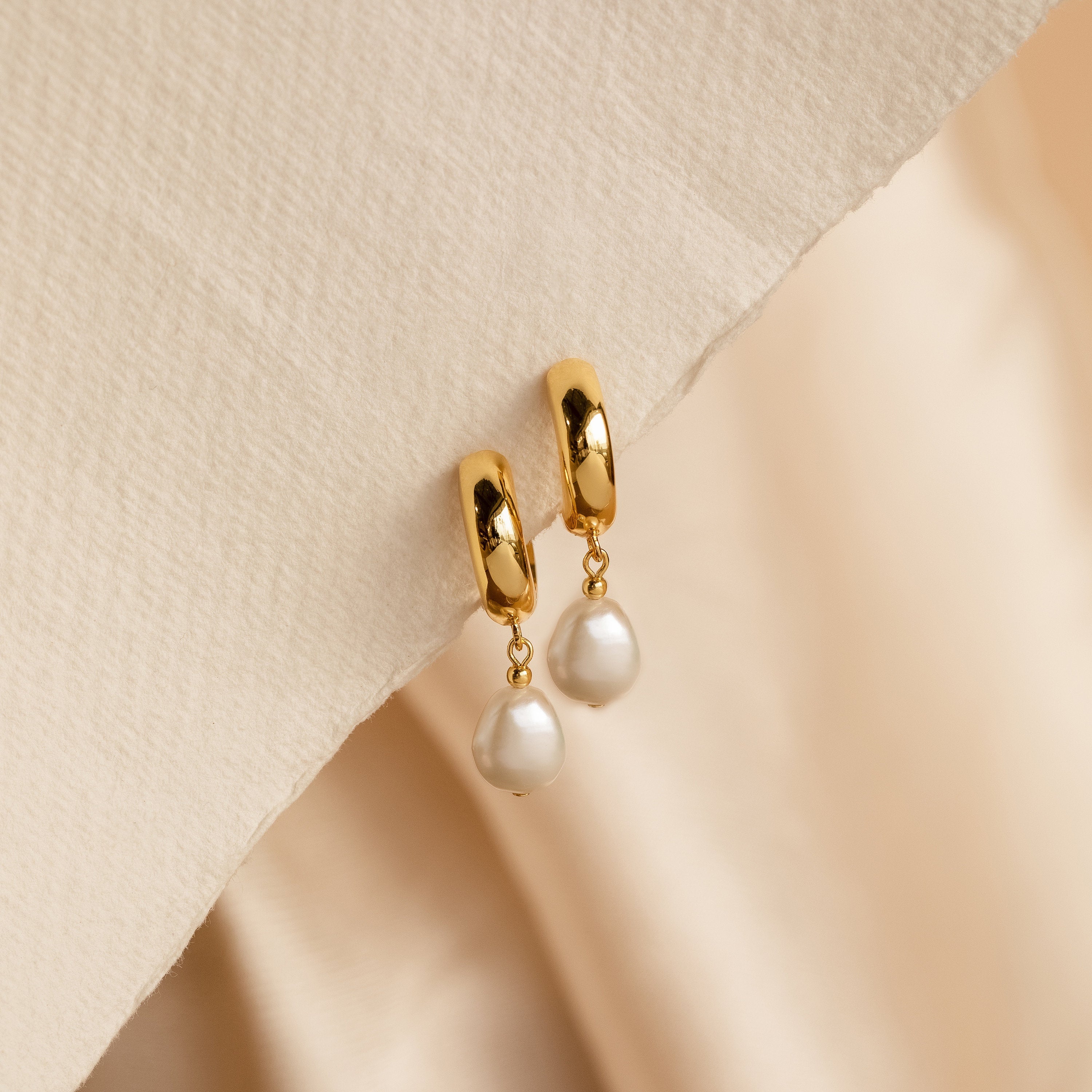 Pearl Drop Hoops