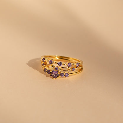 Serenity in Sparkle: Amethyst Stacking Ring Set
