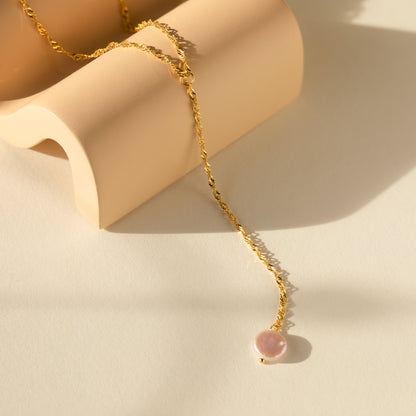 Pearl Lariat Y Necklace 18K Gold