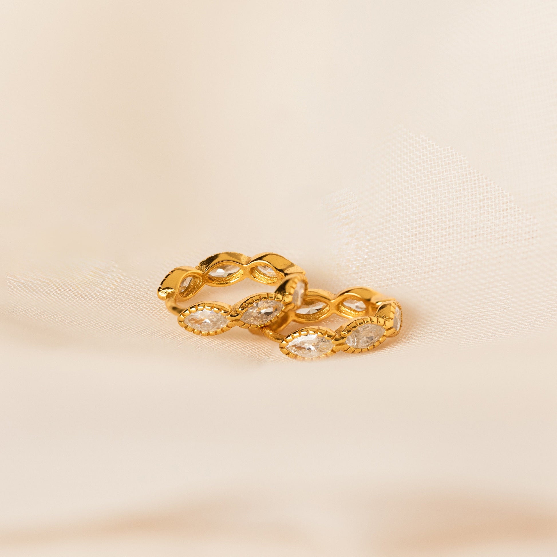 Marquise Inlay Huggies 18K Gold